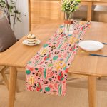 Renkli Zemin Üzerinde Kaktüs Desenli Dijital Baskılı Modern Runner Realhomes