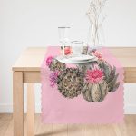 Renkli Zemin Üzerinde Kaktüs Desenli Dijital Baskılı Modern Runner Realhomes