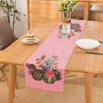 Renkli Zemin Üzerinde Kaktüs Desenli Dijital Baskılı Modern Runner Realhomes