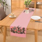 Renkli Zemin Üzerinde Kaktüs Desenli Dijital Baskılı Modern Runner Realhomes