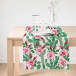 Beyaz Zemin Üzerinde Renkli Kaktüs Desenli Dijital Baskılı Modern Runner Realhomes