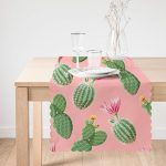 Renkli Zemin Üzerinde Kaktüs Desenli Dijital Baskılı Modern Runner Realhomes
