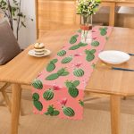 Renkli Zemin Üzerinde Kaktüs Desenli Dijital Baskılı Modern Runner Realhomes