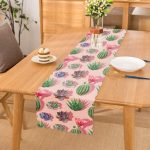 - Runner-8881 - Realhomes Renkli Zemin Üzerinde Kaktüs Desenli Dijital Baskılı Modern Runner Realhomes