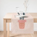 - Runner-8886-1 - Realhomes  Renkli Zemin Üzerinde Yaprak Desenli Dijital Baskılı Modern Runner Realhomes