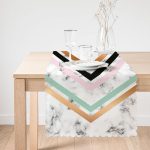 - Runner-8908-1 - Realhomes Renkli Geometrik Desenli Mermer Motifli Dijital Baskılı Modern Runner Realhomes