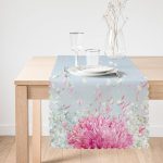 - Runner-8927-1 - Realhomes Pastel Zeminli Rengarenk Ortanca Çiçek Dijital Baskılı Modern Runner Realhomes