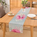 - Runner-8927 - Realhomes Pastel Zeminli Rengarenk Ortanca Çiçek Dijital Baskılı Modern Runner Realhomes