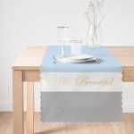 - Runner-9284-1 - Realhomes Hello Beautiful Mavi & Gri Dijital Baskılı Dekoratif Runner Realhomes