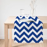 - Runner-9393-1 - Realhomes Lacivert Zikzak Tasarımlı Dijital Baskılı Dekoratif Runner Realhomes