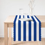 - Runner-9405-1 - Realhomes  Lacivert Beyaz Düz Çizgi Tasarımlı Dijital Baskılı Dekoratif Runner Realhomes