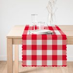 - Runner-9410-1 - Realhomes  Kırmızı Ekose Tasarımlı Dijital Baskılı Modern Runner Realhomes