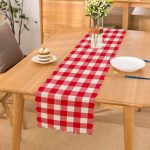 - Runner-9410 - Realhomes  Kırmızı Ekose Tasarımlı Dijital Baskılı Modern Runner Realhomes