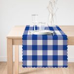 - Runner-9412-1 - Realhomes Lacivert Ekose Tasarımlı Dijital Baskılı Modern Runner Realhomes