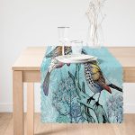 - Runner-95-1 - Realhomes  Mavi Kuş Desenli Dijital Baskılı Dekoratif Runner Realhomes