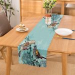 - Runner-95 - Realhomes  Mavi Kuş Desenli Dijital Baskılı Dekoratif Runner Realhomes