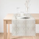 Gümüş Renk Damask Desenli Modern Runner Realhomes