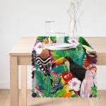 Amazon Papağan Temalı Dijital Baskılı Dekoratif Runner Realhomes