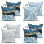 - Suet-K4luset234-1 - Realhomes 4'lü Çift Taraflı Realhomes Mavi Mermer Kombinli Süet Yastık Kırlent Kılıf Seti Realhomes