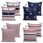 - Suet-K4luset355-1 - Realhomes  4'lü Çift Taraflı Beyaz Zemin Üzerinde Renkli Deniz Motifli Modern Süet Yastık Kırlent Kılıf Seti Realhomes