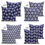 - Suet-K4luset356-1 - Realhomes 4'lü Çift Taraflı Renkli Zemin Üzerinde Kartanesi Desenli Modern Süet Yastık Kırlent Kılıf Seti Realhomes