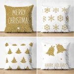 - Suet-K4luset366 - Realhomes  4'lü Çift Taraflı Renkli Zemin Üzerinde Gold Detaylı  Modern Süet Yastık Kırlent Kılıf Seti Realhomes