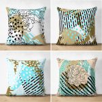 - Suet-K4luset375 - Realhomes 4'lü Çift Taraflı Beyaz Zemin Üzerinde Renkli Puantiye Desenli Modern Süet Yastık Kırlent Kılıf Seti Realhomes