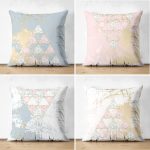 - Suet-K4luset379 - Realhomes  4'lü Çift Taraflı Renkli Zemin Üzerinde Geometrik Çizimli Modern Süet Yastık Kırlent Kılıf Seti Realhomes