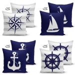 - Suet-K4luset380-1 - Realhomes 4'lü Çift Taraflı Renkli Zemin Üzerinde Denizci Desenli Modern Süet Yastık Kırlent Kılıf Seti Realhomes