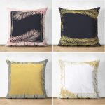 - Suet-K4luset382 - Realhomes 4'lü Çift Taraflı Renkli Zemin Üzerinde Gold Detaylı Mermer Desenli Modern Süet Yastık Kırlent Kılıf Seti Realhomes