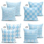 - Suet-K4luset409-1 - Realhomes 4'lü Çift Taraflı Renkli Zemin Üzerinde Geometrik Çizimli Modern Süet Yastık Kırlent Kılıf Seti Realhomes