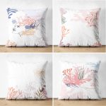 - Suet-K4luset423 - Realhomes 4'lü Çift Taraflı Beyaz Zemin Üzerinde Onedraw Çizimli Modern Süet Yastık Kırlent Kılıf Seti Realhomes