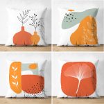 - Suet-K4luset424 - Realhomes 4'lü Çift Taraflı Beyaz Zemin Üzerinde Onedraw Çizimli Modern Süet Yastık Kırlent Kılıf Seti Realhomes