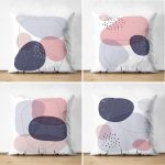 - Suet-K4luset438 - Realhomes  4'lü Çift Taraflı Beyaz Zemin Üzerinde Renkli Geometrik Desenli Modern Süet Yastık Kırlent Kılıf Seti Realhomes