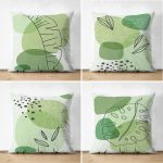 - Suet-K4luset441 - Realhomes 4'lü Çift Taraflı Renkli Zemin Üzerinde Onedraw Çizimli Modern Süet Yastık Kırlent Kılıf Seti Realhomes