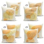 - Suet-K4luset442-1 - Realhomes 4'lü Çift Taraflı Renkli Zemin Üzerinde Onedraw Çizimli Modern Süet Yastık Kırlent Kılıf Seti Realhomes