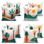 - Suet-K4luset450-1 - Realhomes  4'lü Çift Taraflı Renkli Zemin Üzerinde Onedraw Çizimli Ağaç Desenli Modern Süet Yastık Kırlent Kılıf Seti Realhomes