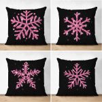 - Suet-K4luset460 - Realhomes 4'lü Çift Taraflı Siyah Zemin Üzerinde Renkli Kartanesi Desenli Modern Süet Yastık Kırlent Kılıf Seti Realhomes