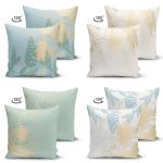 - Suet-K4luset569-1 - Realhomes 4'lü Çift Taraflı Renkli Zemin Üzerinde Gold Detaylı Mermer Desenli Modern Süet Yastık Kırlent Kılıf Seti Realhomes
