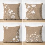 - Suet-K4luset573 - Realhomes  4'lü Çift Taraflı Rengarenk Zemin Üzerinde Beyaz Çiçek Desenli Modern Süet Yastık Kırlent Kılıf Seti Realhomes