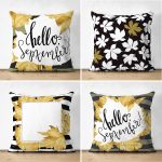 4'lü Çift Taraflı Beyaz Zemin Üzerinde Sonbahar Temalı Modern Süet Yastık Kırlent Kılıf Seti Realhomes