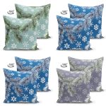 - Suet-K4luset576-1 - Realhomes  4'lü Çift Taraflı Renkli Zemin Üzerinde Kartanesi Desenli Modern Süet Yastık Kırlent Kılıf Seti Realhomes