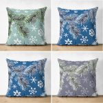 - Suet-K4luset576 - Realhomes  4'lü Çift Taraflı Renkli Zemin Üzerinde Kartanesi Desenli Modern Süet Yastık Kırlent Kılıf Seti Realhomes