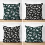 - Suet-K4luset578 - Realhomes  4'lü Çift Taraflı Renkli Zemin Üzerinde Çamağacı Desenli Modern Süet Yastık Kırlent Kılıf Seti Realhomes