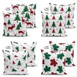 - Suet-K4luset598-1 - Realhomes  4'lü Çift Taraflı Ekose Desenli Çam Ağacı Motifli Yılbaşı Konsept Modern Süet Yastık Kırlent Kılıfı Realhomes
