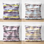 - Suet-K4luset606 - Realhomes  4'lü Çift Taraflı Beyaz Zemin Üzerinde Siyah Geometrik Desenli Modern Süet Yastık Kırlent Kılıf Seti Realhomes