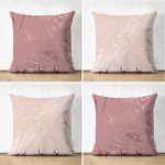 - Suet-K4luset633 - Realhomes 4'lü Çift Taraflı Renkli Zemin Yaprak Desenli Modern Süet Yastık Kırlent Kılıf Seti Realhomes