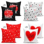 - Suet-K4luset654-1 - Realhomes  4'lü Çift Taraflı Sevgililer Günü Konseptli Özel Tasarım Modern Süet Kombin Yastık Kırlent Kılıf Seti Realhomes