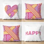 - Suet-K4luset661 - Realhomes  4'lü Çift Taraflı Sevgililer Günü Konseptli Özel Tasarım Modern Süet Kombin Yastık Kırlent Kılıf Seti Realhomes