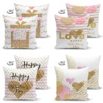 - Suet-K4luset665-1 - Realhomes 4'lü Çift Taraflı Sevgililer Günü Konseptli Özel Tasarım Modern Süet Kombin Yastık Kırlent Kılıf Seti Realhomes